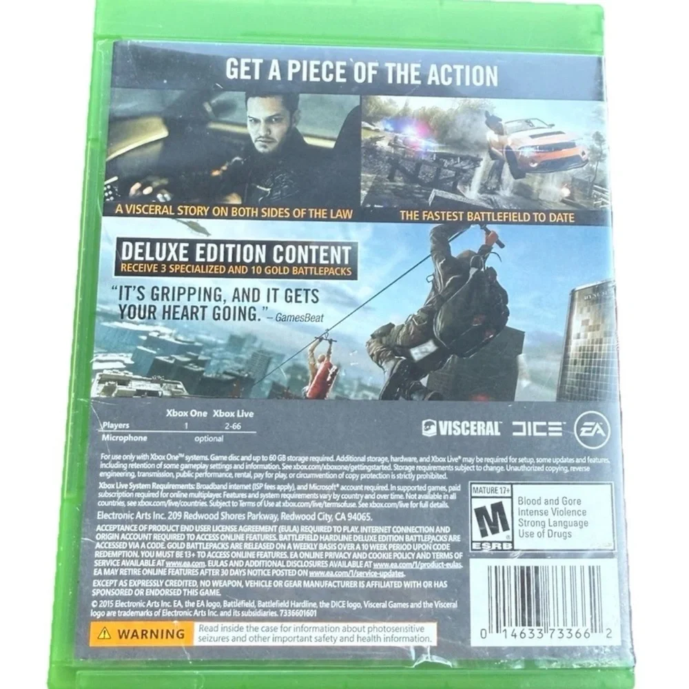 Battlefield Hardline Deluxe Edition Microsoft Xbox One 2015 Green